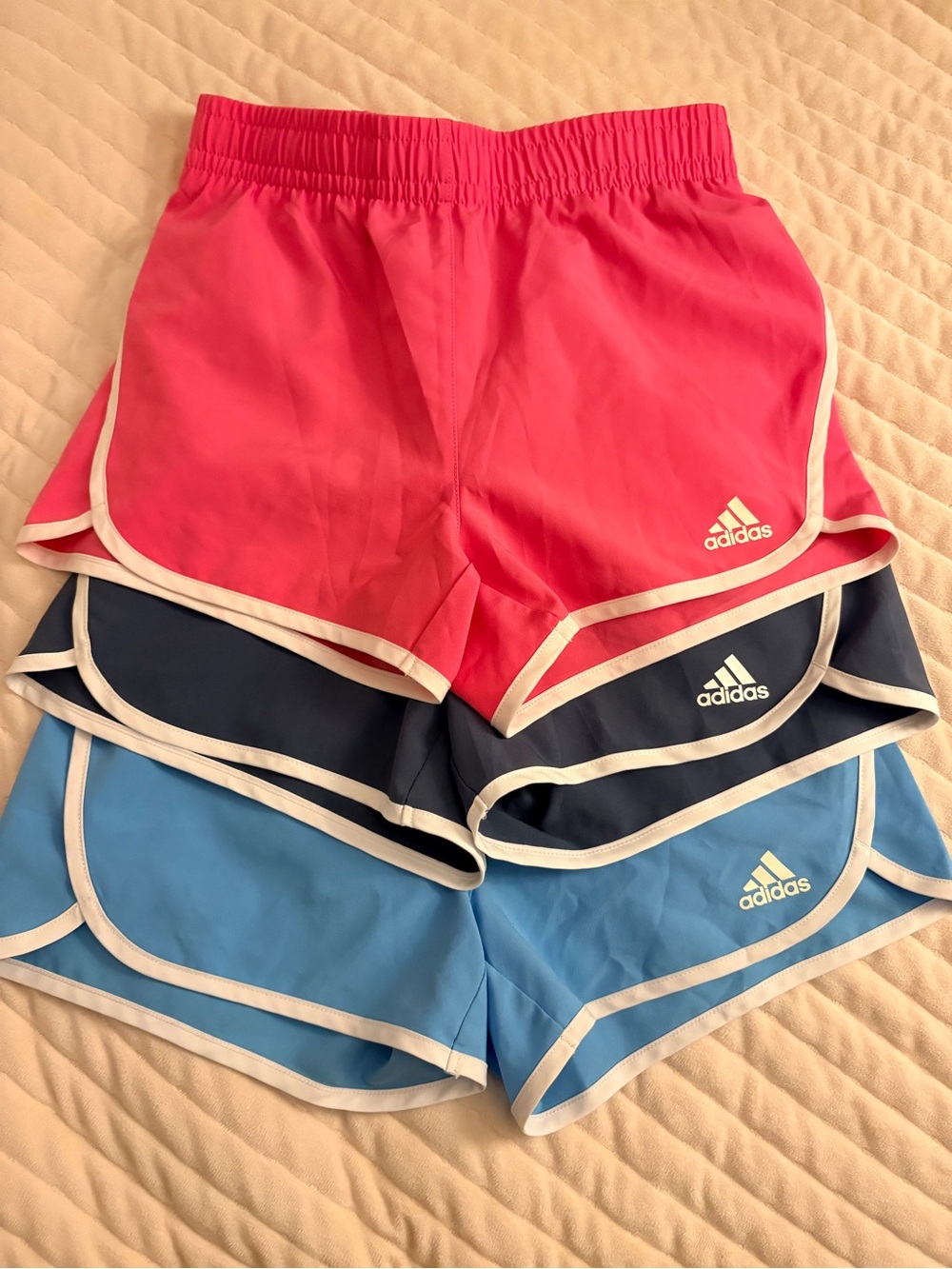 Adidas Girls Athletic Shorts - Pink, Gray, Blue Trio